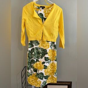 AGB Yellow Cardigan with Floral Dress